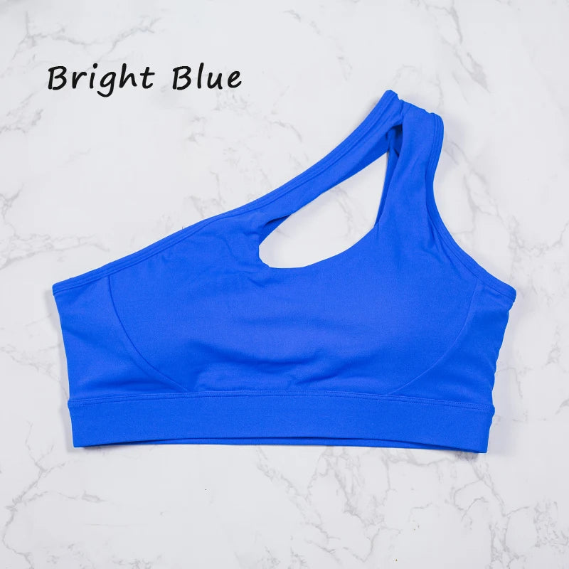 QINACTIVE Women' sexy One Shoulder Sports Bras Yoga Top Vest Quick-drying Yoga Gym Running Fitness Underwear