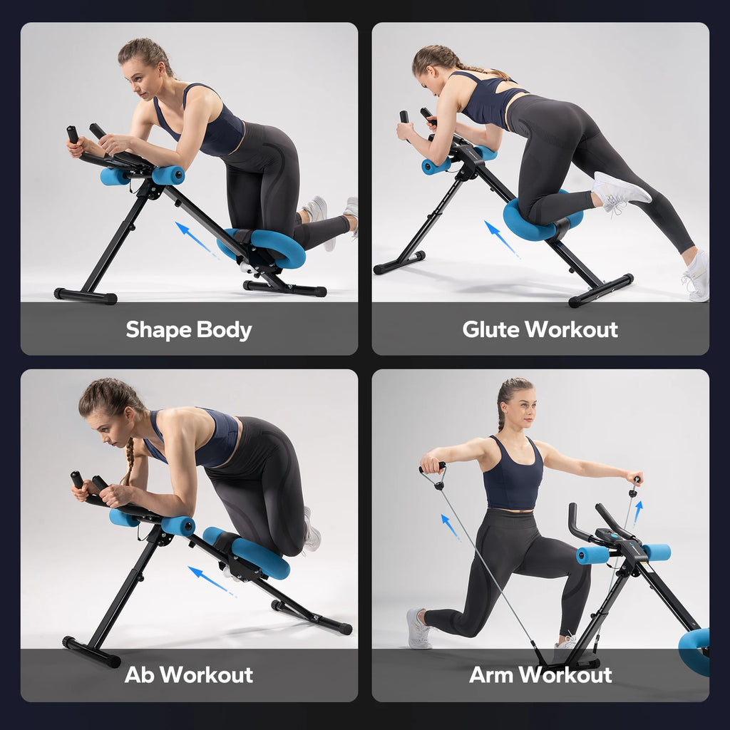 MERACH Ab Machine Adjustable Trainer Workout Foldable Knee Protection Abdominal Exercise Machine Core Ab Exercise System Trainer