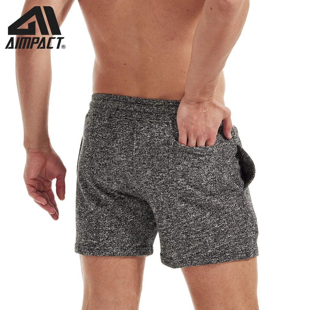 AIMPACT Men's Summer  Workout Casual Cotton Running  Shorts Flat Seam  Gym Shorts for Jogger Training AM2353