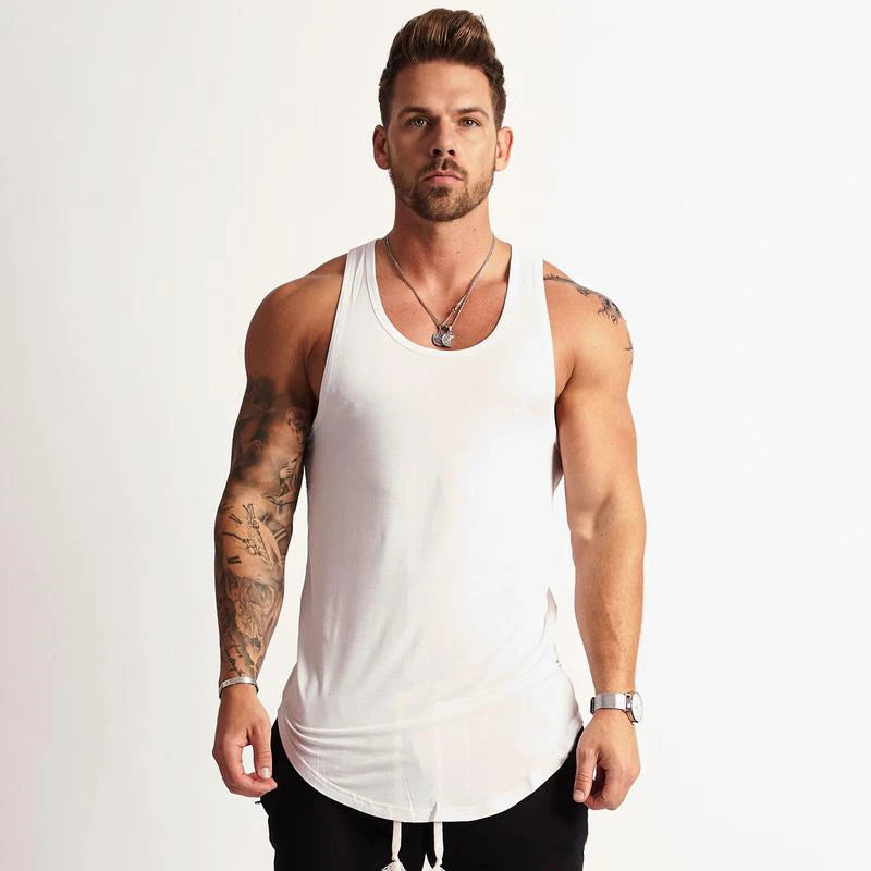 New Gym Clothing Mens Cotton Bodybuilding Stringer Tank Top Men Fitness Singlets Summer Sport Sleeveless Shirt Solid Muscle Vest