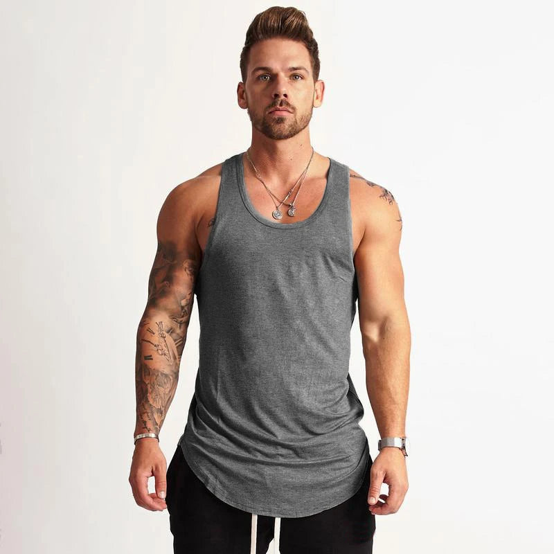 New Gym Clothing Mens Cotton Bodybuilding Stringer Tank Top Men Fitness Singlets Summer Sport Sleeveless Shirt Solid Muscle Vest