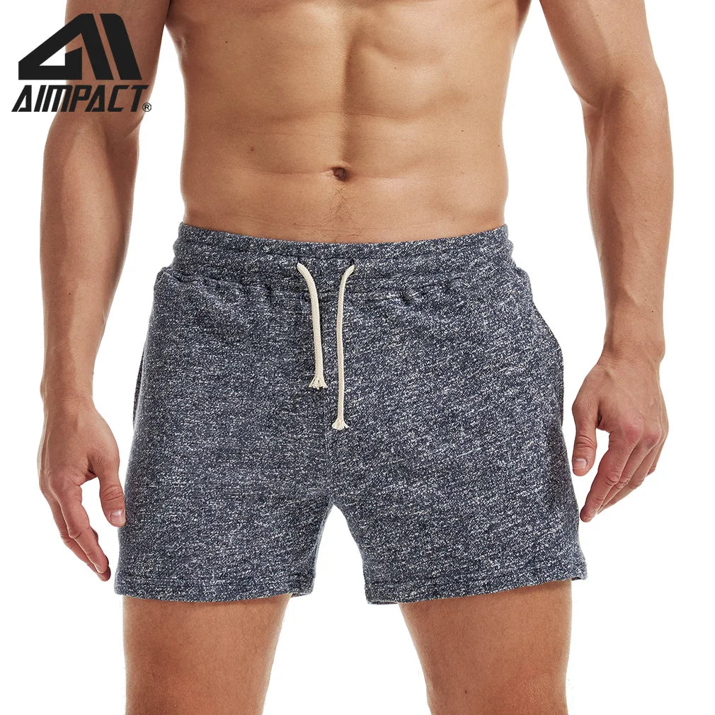 AIMPACT Men's Summer  Workout Casual Cotton Running  Shorts Flat Seam  Gym Shorts for Jogger Training AM2353