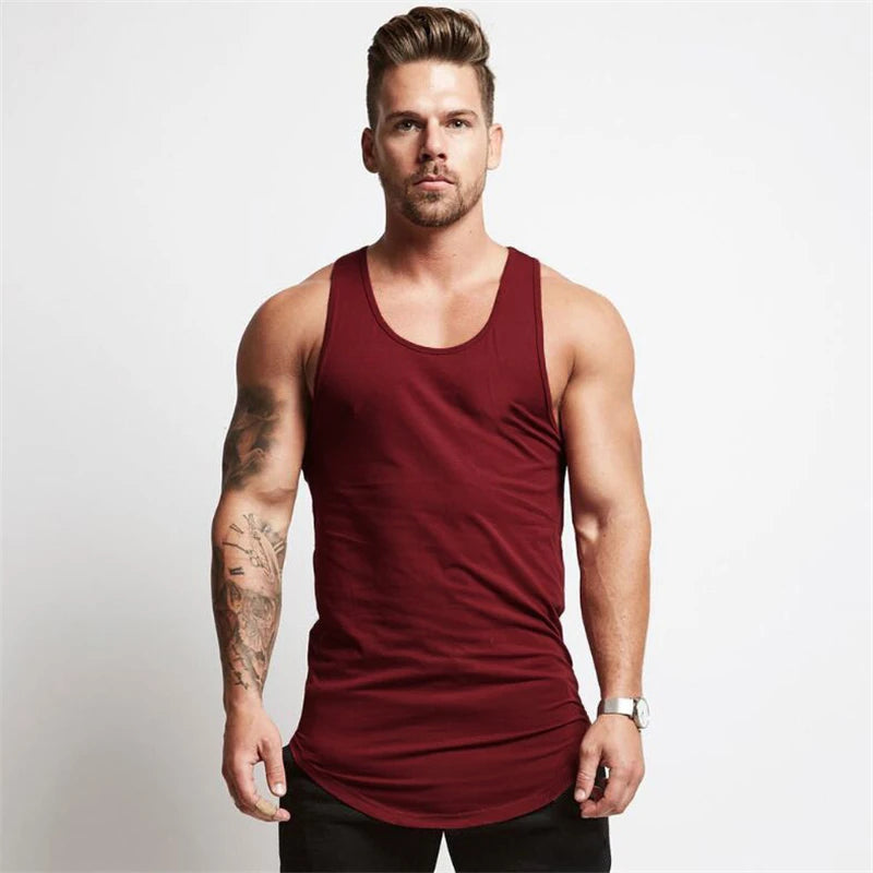 New Gym Clothing Mens Cotton Bodybuilding Stringer Tank Top Men Fitness Singlets Summer Sport Sleeveless Shirt Solid Muscle Vest