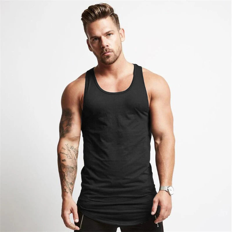 New Gym Clothing Mens Cotton Bodybuilding Stringer Tank Top Men Fitness Singlets Summer Sport Sleeveless Shirt Solid Muscle Vest