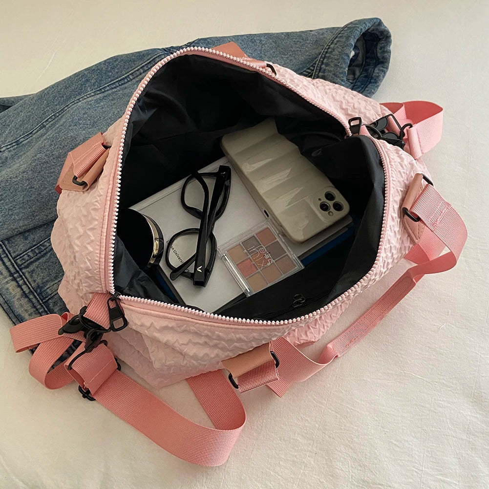 Women Travel Duffel Bag Large Capacity Exercise Shoulder Bag Lightweight Weekender Overnight Bag Outdoor Sports Bag