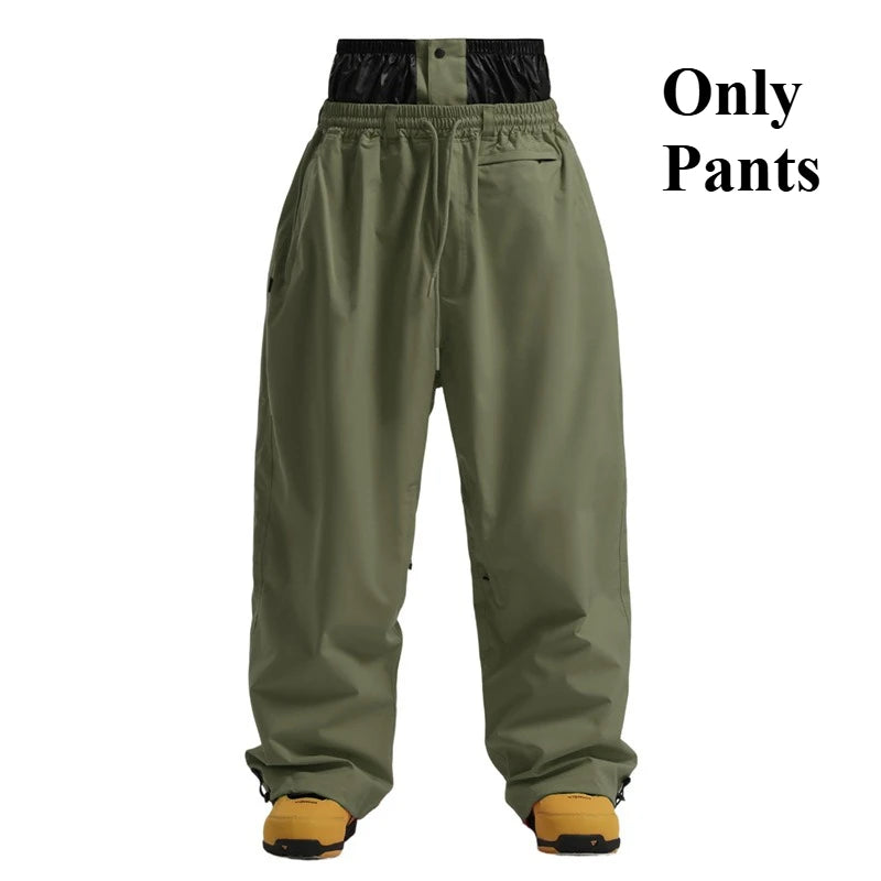 GSOU SNOW Super Baggy Snowboard Pants Winter Thermal Breathable Clothes Multi-pockets Men Loose Trousers Skiing Sports Britches