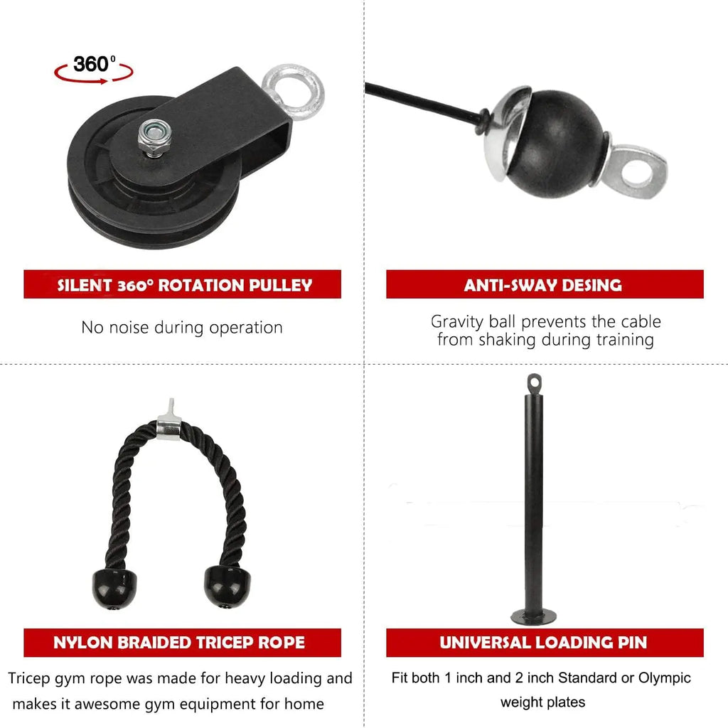 Pull Down and Lift Weight Pulley System Cable Machine Pulley Attachment for Triceps Pull Down, Biceps Curl, Back, Forearm