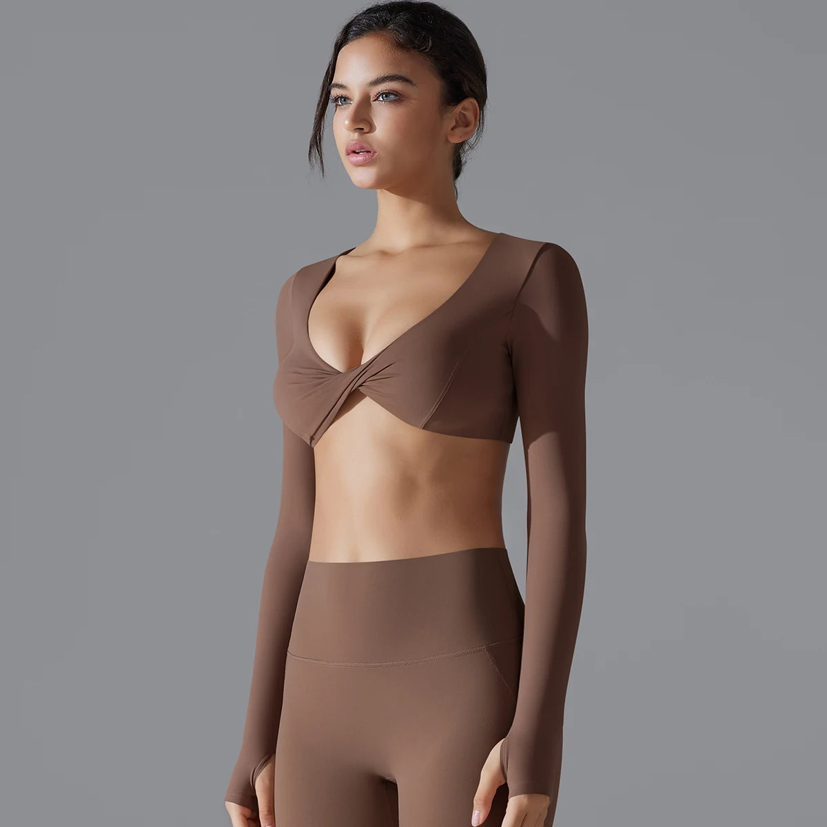 Yoga Long Sleeve Slim Sexy Breathable Quick Drying Sport Brassiere Gym Push Up Shockproof High Intensity Pilates Clothes Women