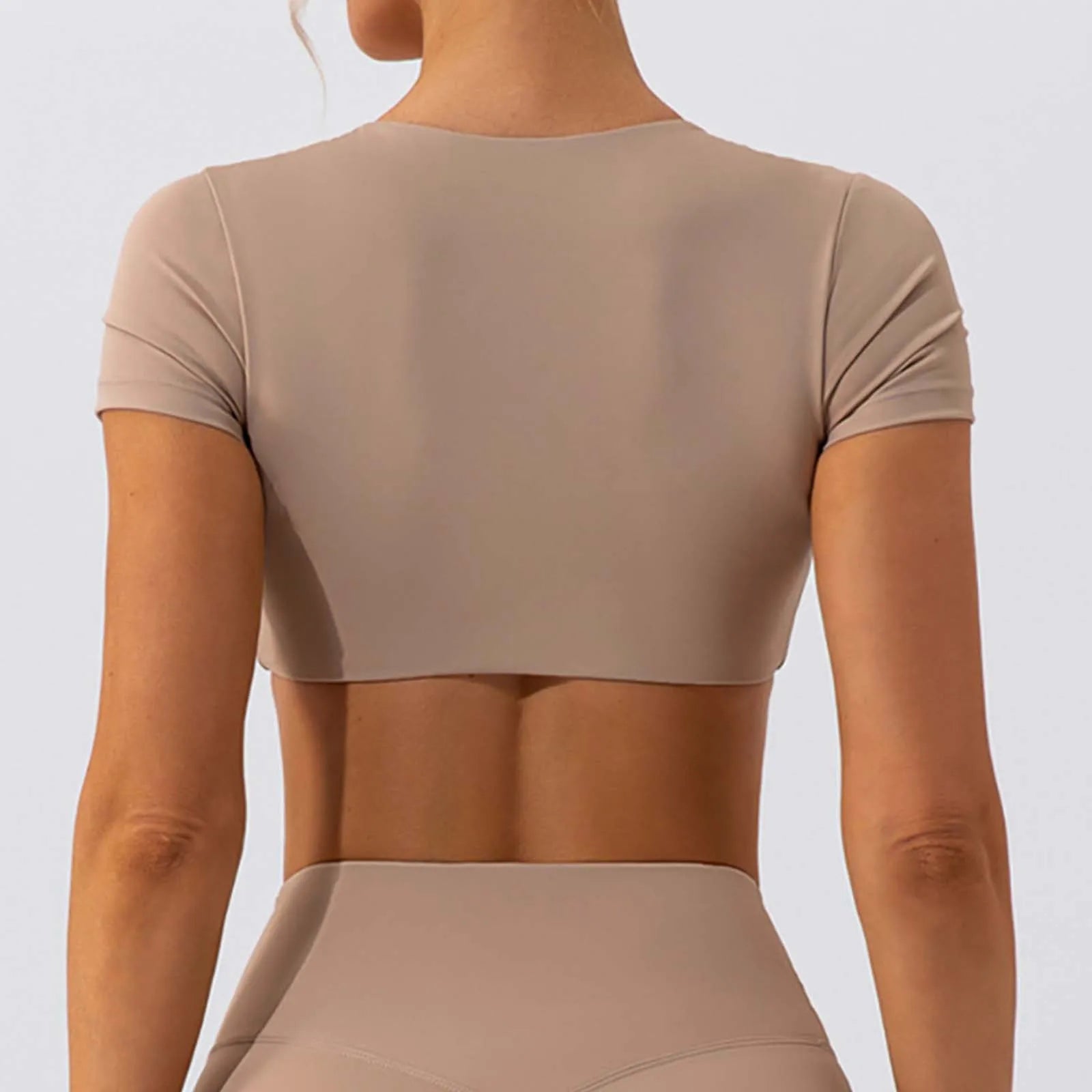 Ultra-Short T-Shirts Women Bare Midriff Square Neck Short Sleeve Tees Yoga Clothes Summer Sportwear Gym Running Quick Dry Tops