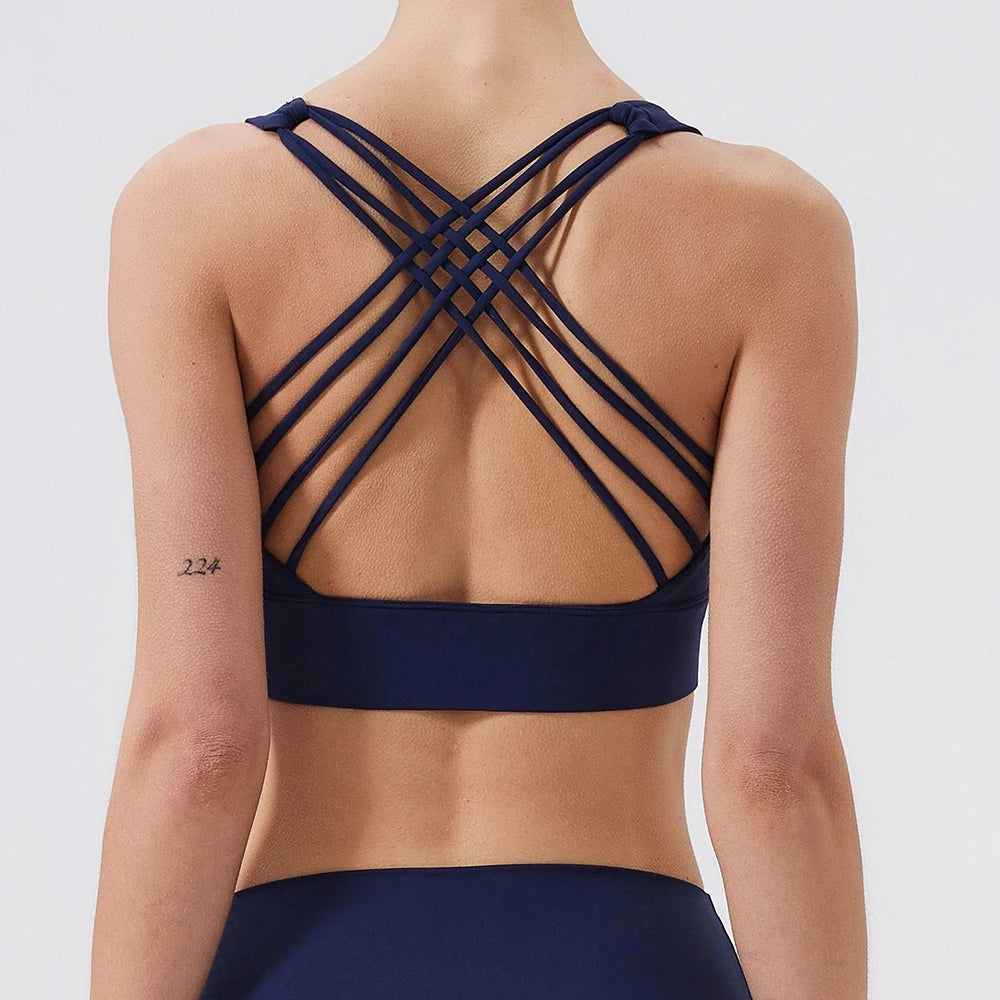 Women Eight Lines Crossing Beautiful Back Sports Bras Yoga Top Vest Yoga Gym Outdoor Sport Running Fitness Underwear