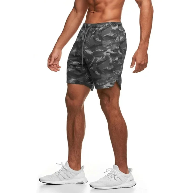 Mesh Summer Camo Shorts Men's Ice Silk Slacks Casual Medium Shorts Beach Pants Running Sports Quarter Pants
