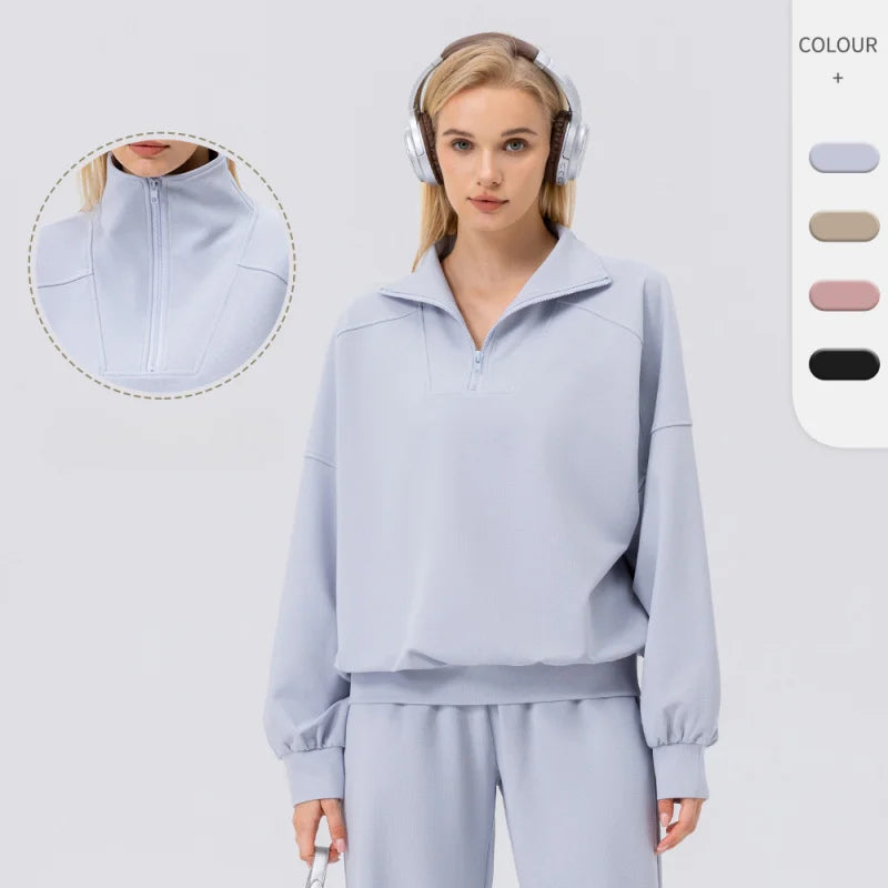 WESTSHAN Top Quality Autumn Winter Sports Sweatshirt Women Half-Zip Fitness Long Sleeve Casual Outdoor Running Hoodie Jacket