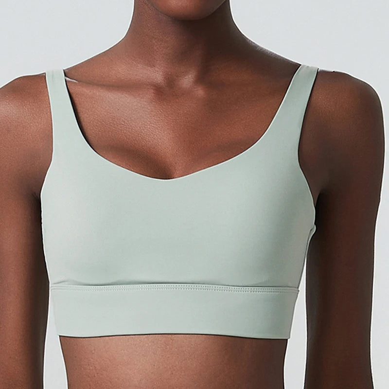 Women High Impact Fitness Yoga Bra Solid Color Sexy Back Ajustable Sports Underwear Breathable Gym Running Top With Cesht Pads