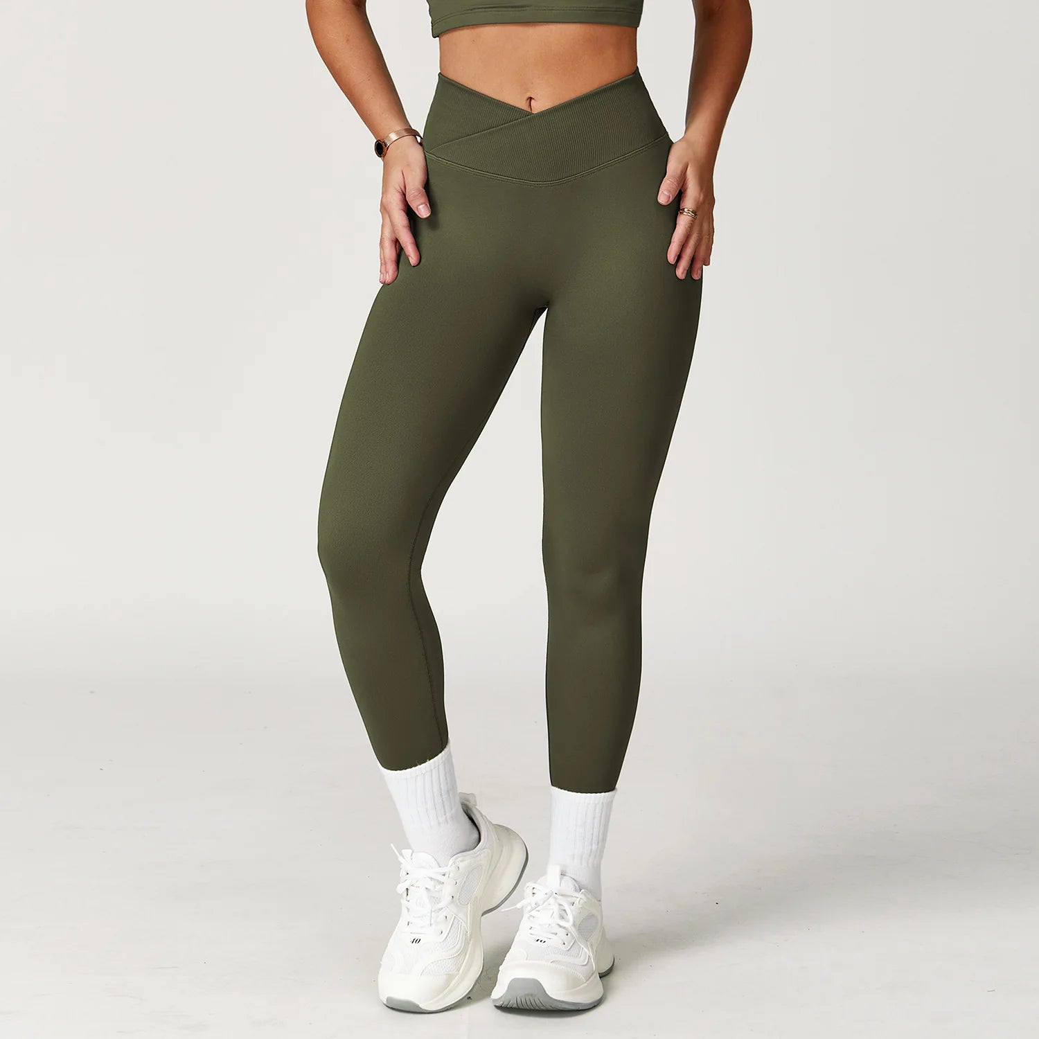 Yoga Leggings Women Seamless Fitness Leggings Running Cycling Pants Cross Waist Head Sports Legging High Waist Workout Gym Tight