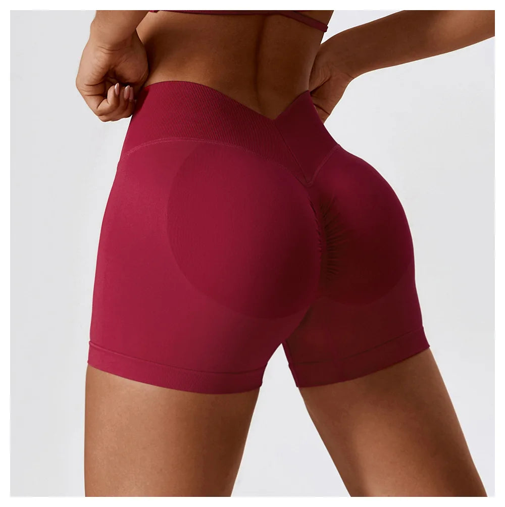 Hearuisavy Yoga Clothes Running  V Back Scrunch Sports Leggings Women High Waist Cycling Shorts Buttock Lift Gym Shorts Women