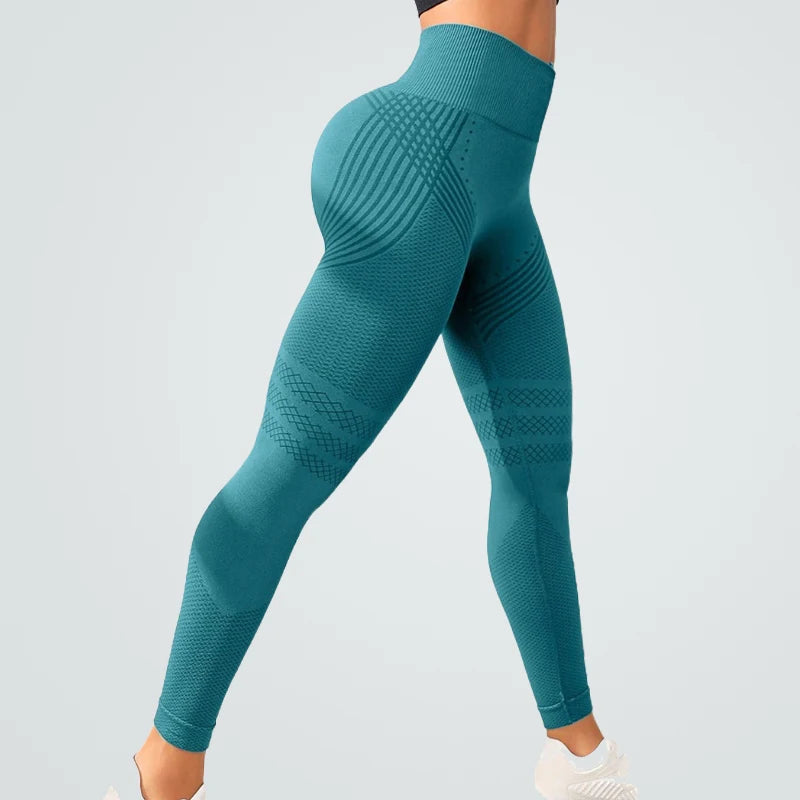 Sexy Line Hip Lifting Sports Tights Women High Waist Elastic Yoga Pants Running Fitness Pants Breathable Sports Leggings