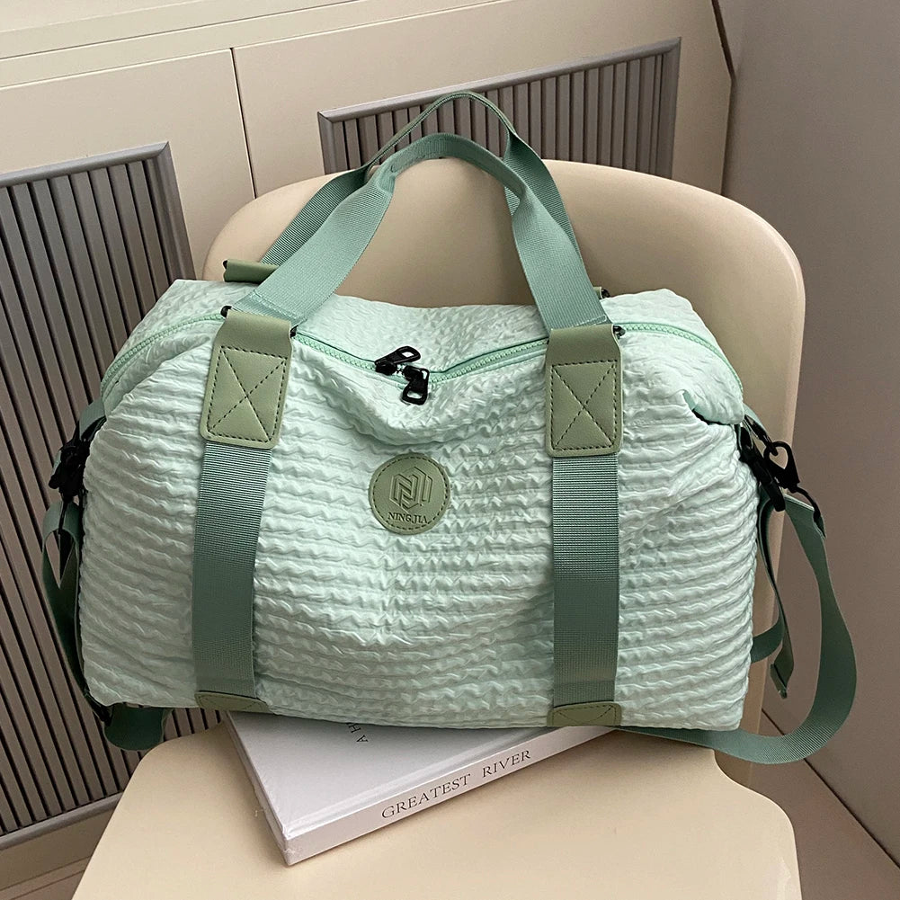 Women Travel Duffel Bag Large Capacity Exercise Shoulder Bag Lightweight Weekender Overnight Bag Outdoor Sports Bag