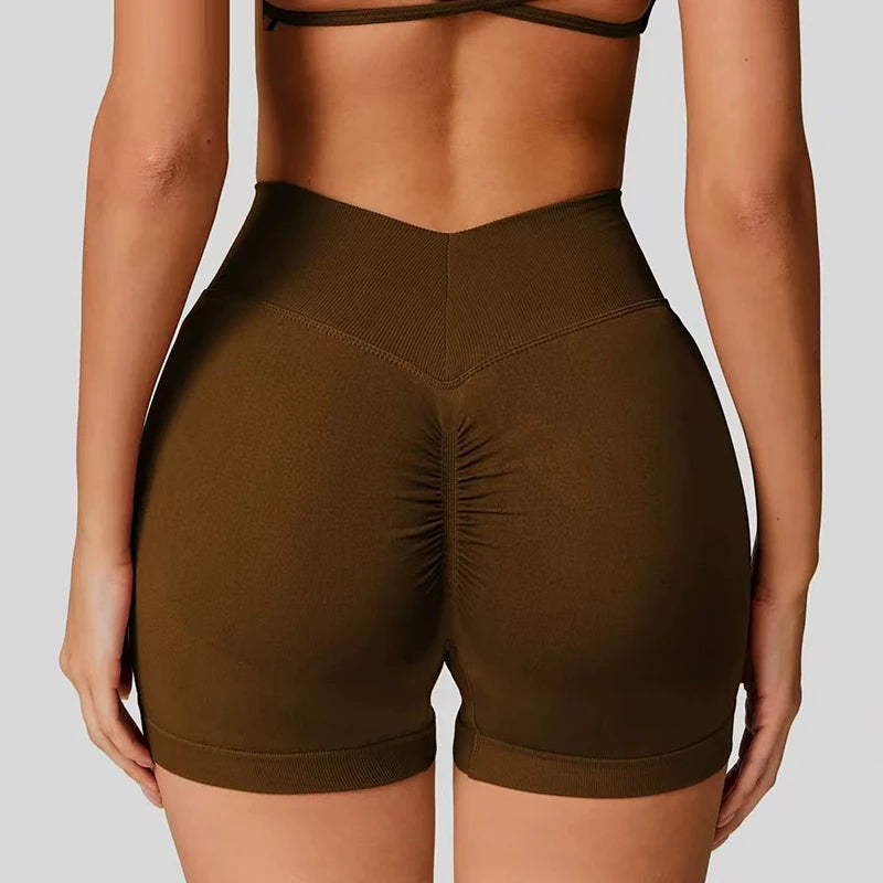 High Waisted Seamless Shorts Gym Shorts Women Fitness Sports Low Ribbed Band Workout Scrunch Butt Yoga Booty Running Short Pants