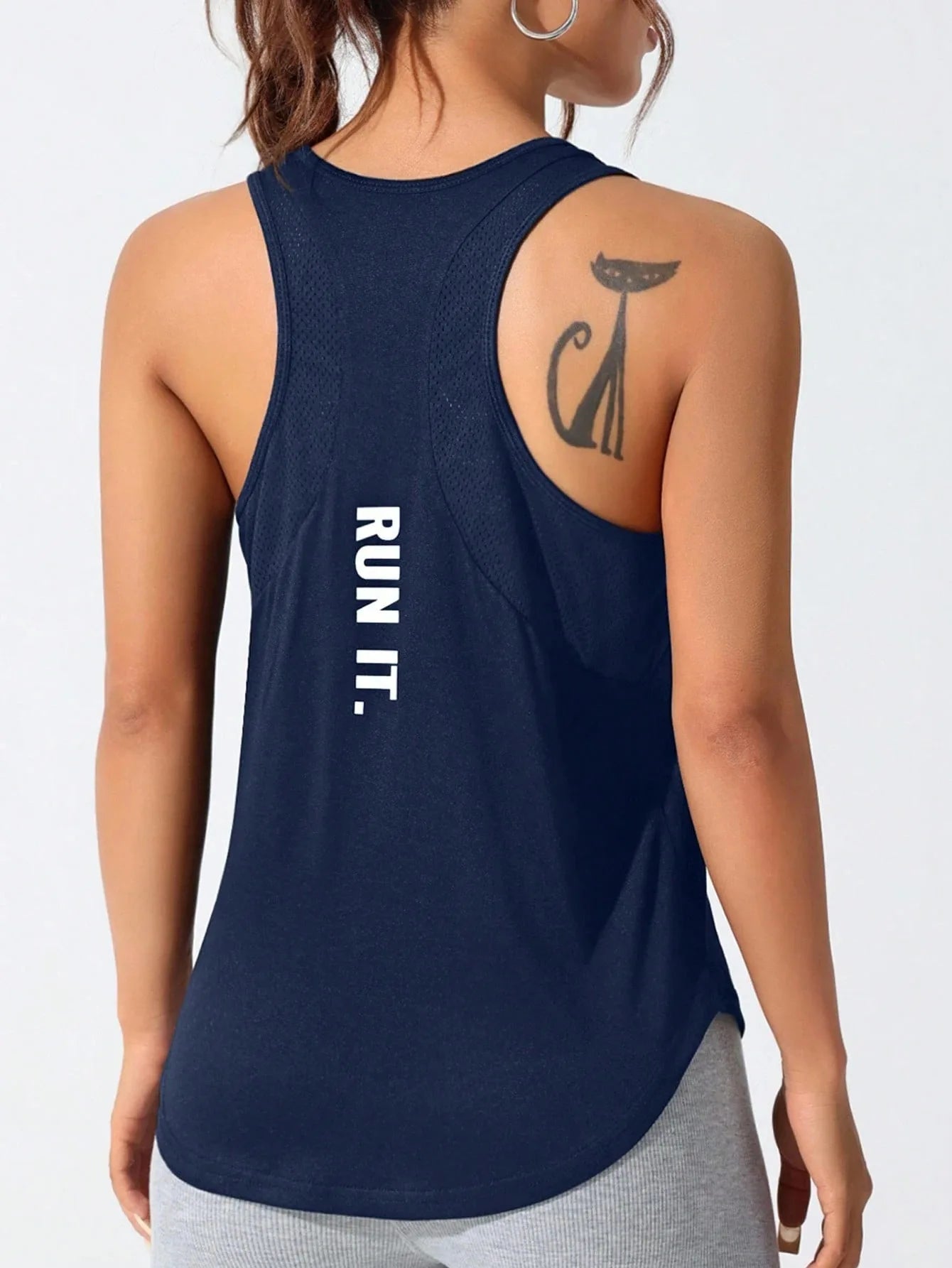 Women's stitched letters quick-drying sports vest, breathable net yoga sportswear, tennis uniform cycling suit, daily wear