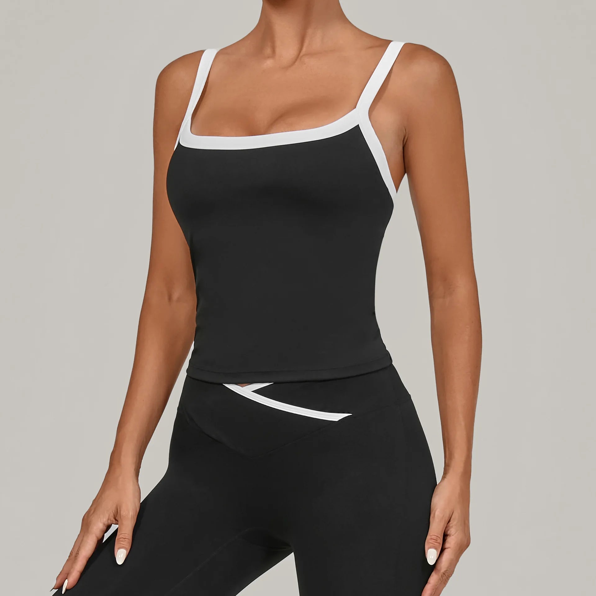 Ctenkevet Women's U-Neck Sleeveless Double Strap Push up Yoga Vest Female Slimming Quick-Dry Sports Tank Top for Gym Fitness