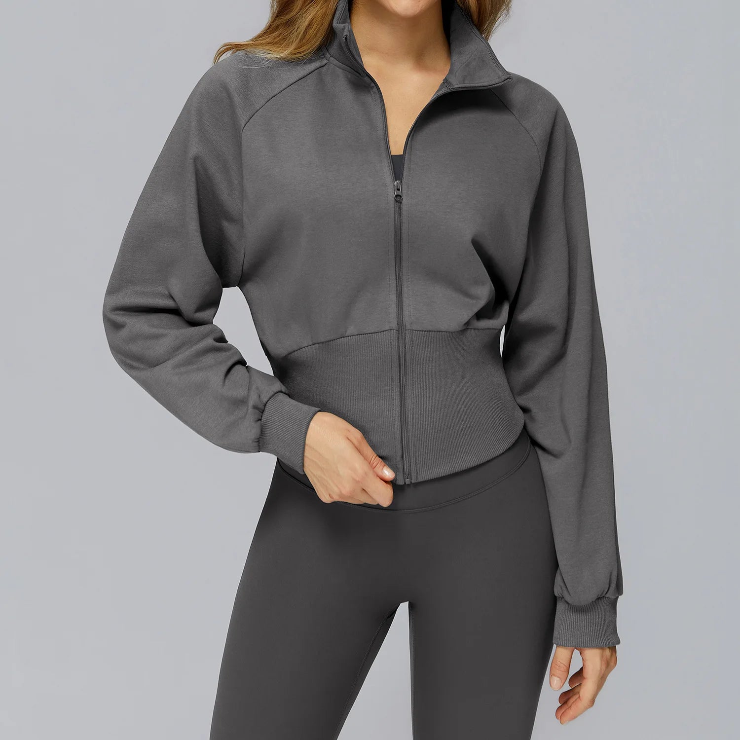 Ningyu New Woman Autumn Winter Stand up Windproof Zipper Warm Versatile Loose Woman Outdoor Running Fitness Workout Sports Coat