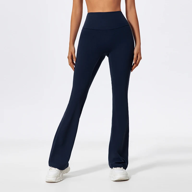 Hearuisavy High Waist Sports Leggings Women Gym Yoga Pants Women Fitness Workout Bell Bottom Trousers V Back Scrunch Flared
