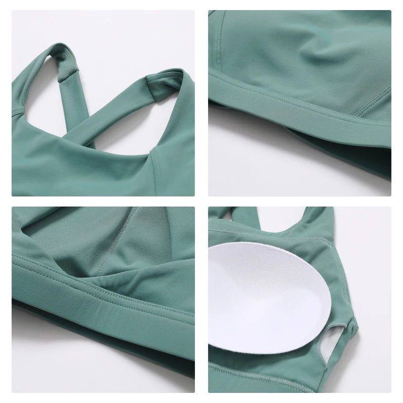 Hearuisavy Quick-Dry Backless Yoga Clothes Running Vest Women Workout Brassiere Fitness Gym Tank Top Women Push up Sports Bra