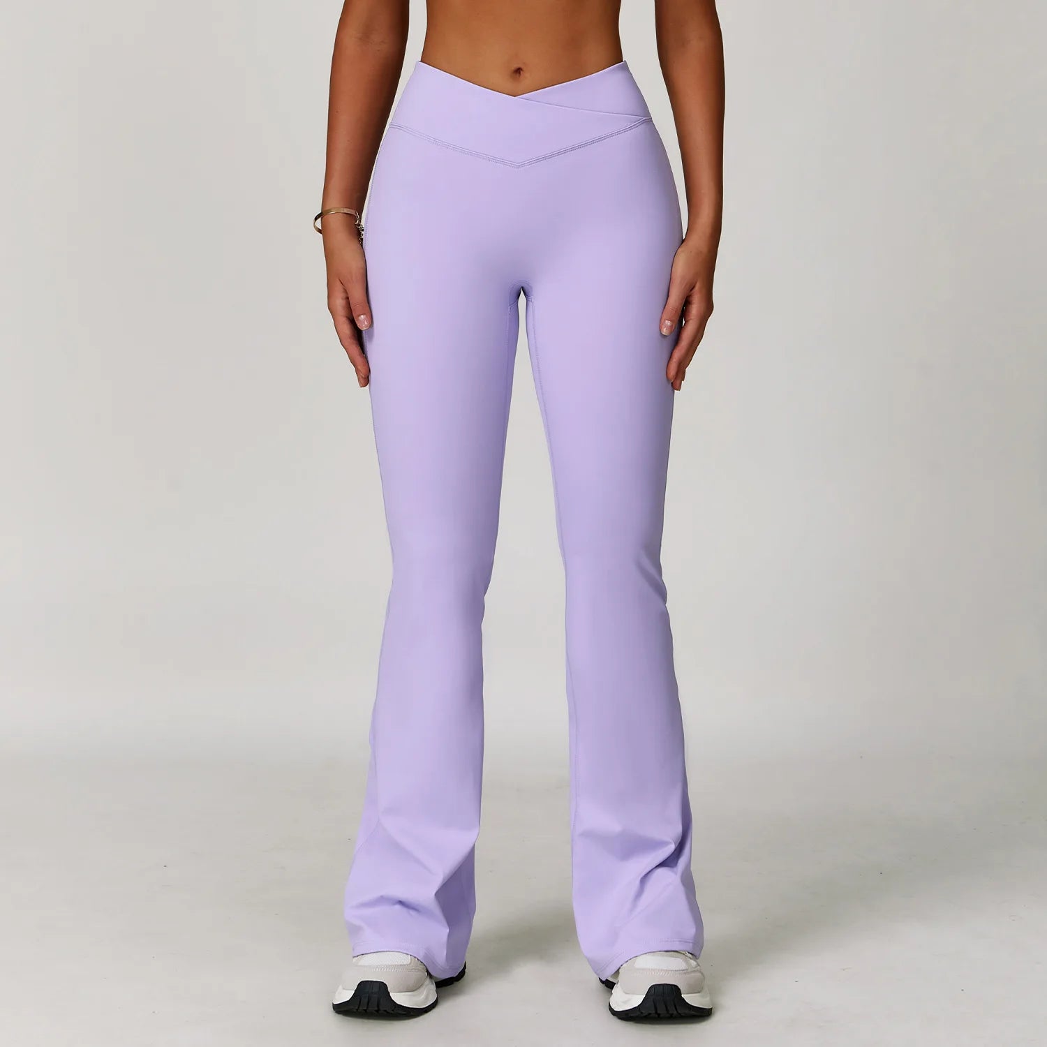 2024 Flared Yoga Pants Women Naked Feel Crossover High Waist Booty Lifting Flared Leggings for Gym Running Daily Wear Trousers
