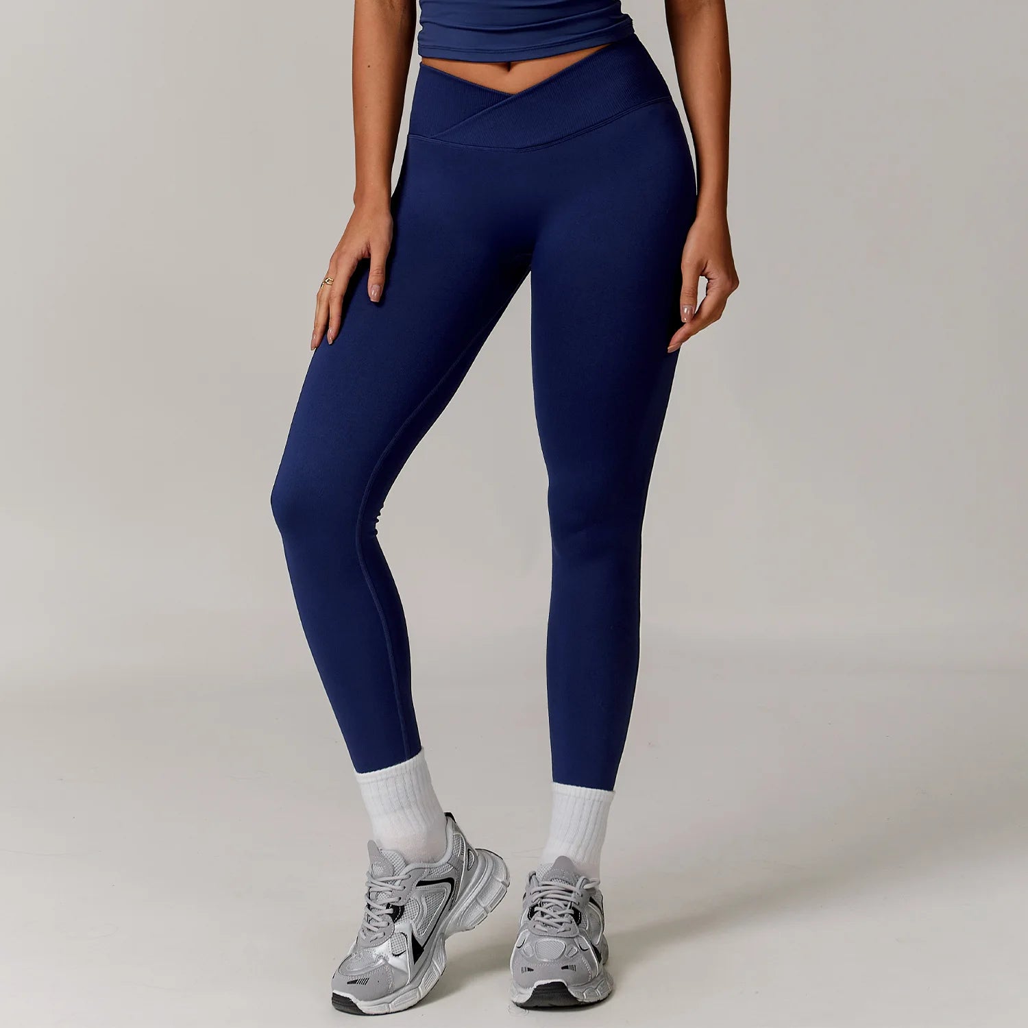Yoga Leggings Women Seamless Fitness Leggings Running Cycling Pants Cross Waist Head Sports Legging High Waist Workout Gym Tight
