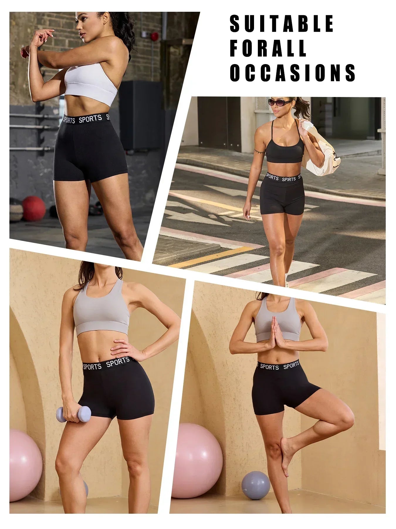 Super Soft Letter Waist Biker Shorts For Women No See Through Workout Running Yoga Athletic Push Up Gym Fitness  Shorts