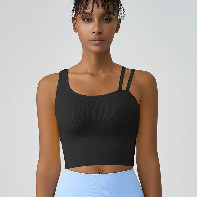 Women's Summer Shockproof Bra Beautiful Back and Sports Anti Sagging Running External Wear Training Fitness Yoga Tank Top Bra