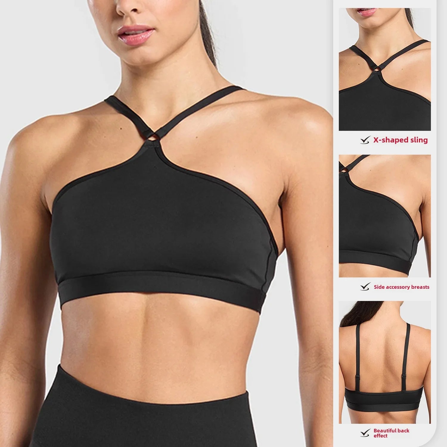 2025 Women's Nude Feel High Strength Yoga Workout Top Push up Sexy Beauty Back Design Ideal for Running Gym With