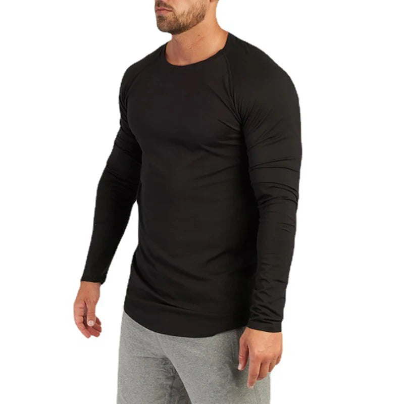 Autumn Fashion Cotton Long Sleeve T-shirt Mens Gym T Shirts Male Bodybuilding Tee Shirts Casual Tops for Men Sportswear