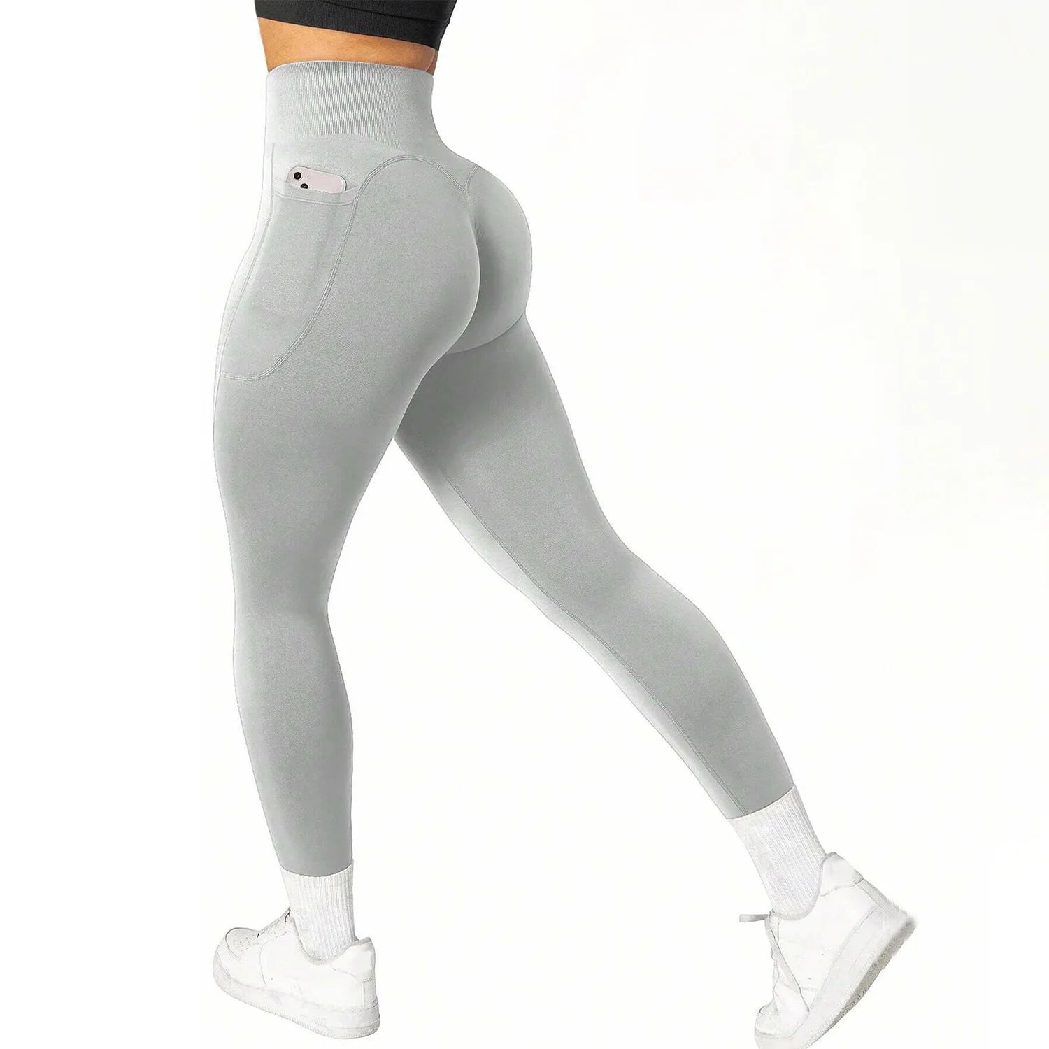 High Waist Yoga Leggings Women Fitness Workout Sport Leggings Sexy Peach Hip Pants  Stretch Double Side Pocket Tight Leggings