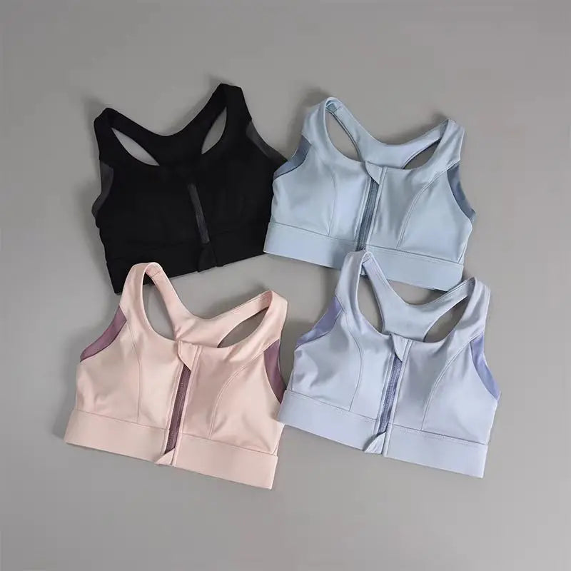 Women's High-Impact Sports Bra Breathable Shockproof Padded Gym Running Fitness Double Layer Seamless Yoga Underwear
