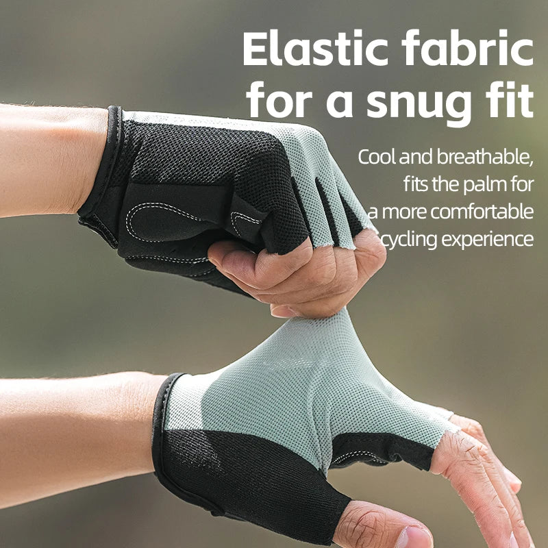 ROCKBROS Bike Gloves Half Finger Summer Breathable Anti-slip SBR Pad Shockproof MTB Road Bicycle Gloves Cycling Shorts Gloves