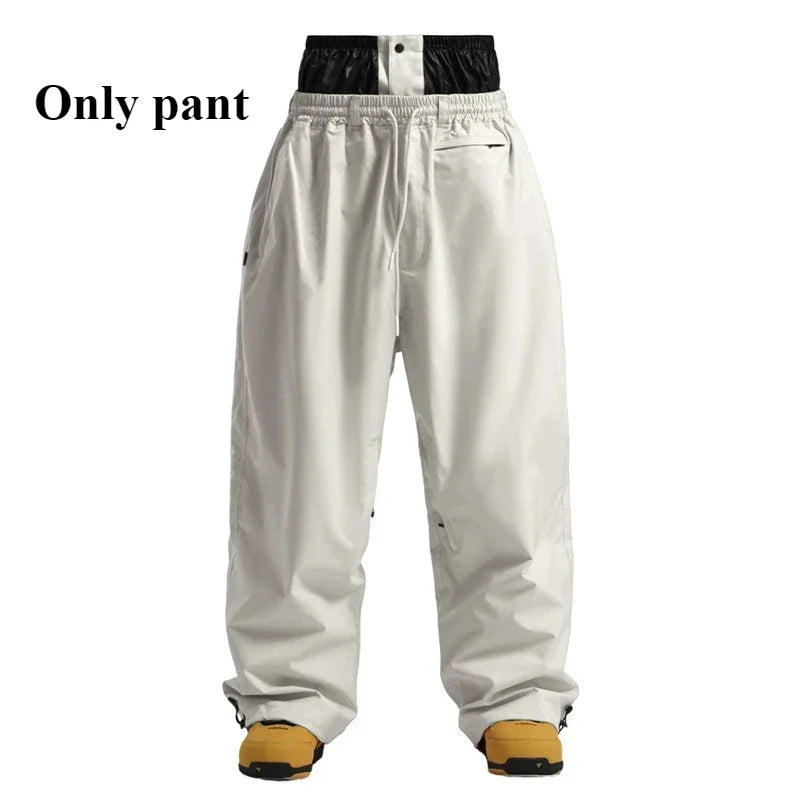 New Winter Solid Color Men's Outdoor Leisure Sports Warm Breathable Snow Pants Women's Loose Windproof Waterproof Ski Pants
