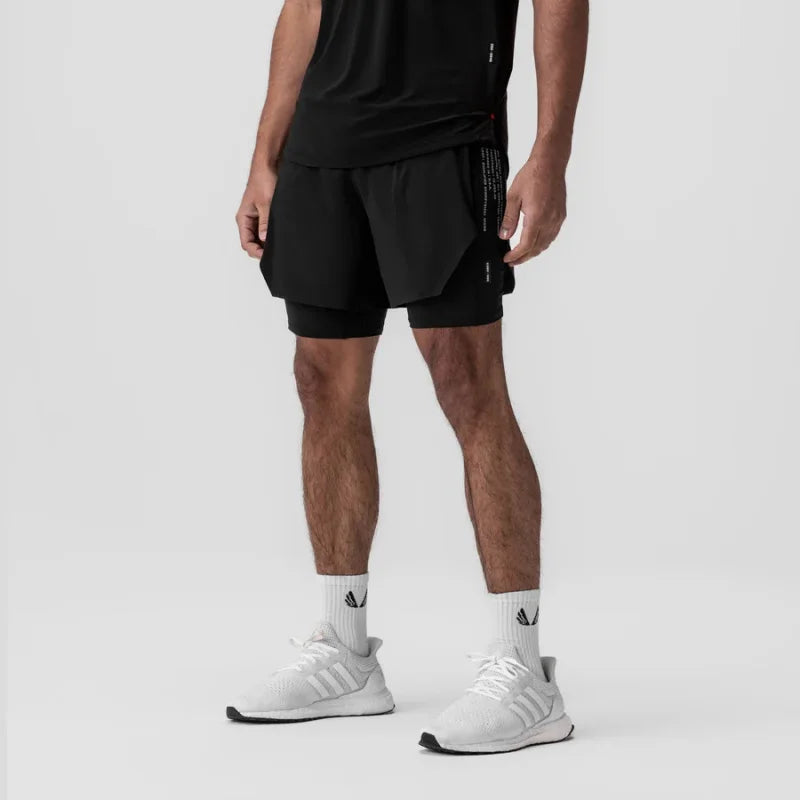 2025 NEW Summer Quick Dry Sports pants Basketball Elastic Double-deck Shorts Men Running Gym Fitness printing Jogger Short Pants