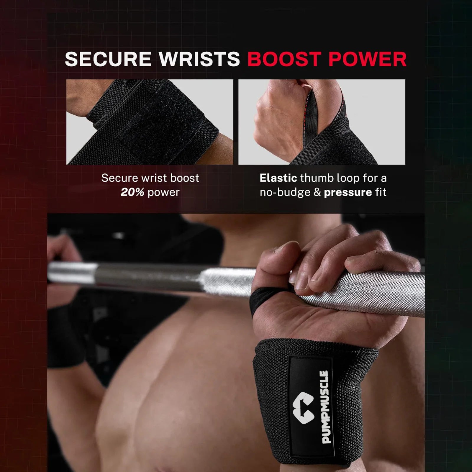 1 Pair Wrist Wraps, Bench Press Bar Grip Assist Pads, Dumbbell Hand Straps Suitable For Gym, Weightlifting, Sports