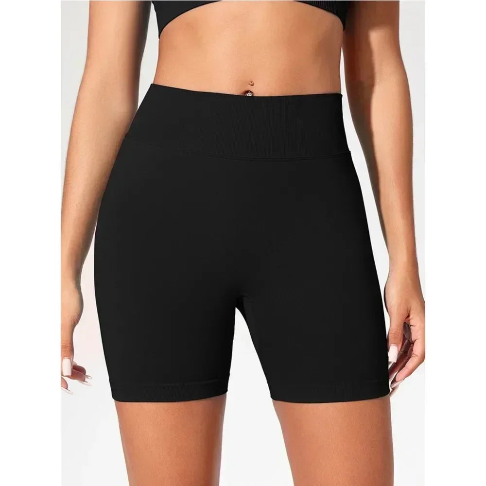 Summer Women's Gym Yoga Shorts High Waist Seamless Tight Fitting Lifted Buttocks Sexy Solid Color Shorts Exercise Yoga Leggings