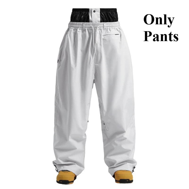 GSOU SNOW Super Baggy Snowboard Pants Winter Thermal Breathable Clothes Multi-pockets Men Loose Trousers Skiing Sports Britches