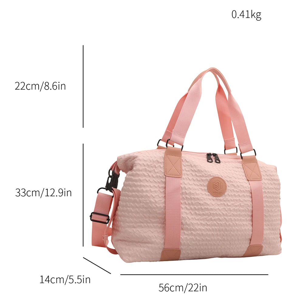 Women Travel Duffel Bag Large Capacity Exercise Shoulder Bag Lightweight Weekender Overnight Bag Outdoor Sports Bag