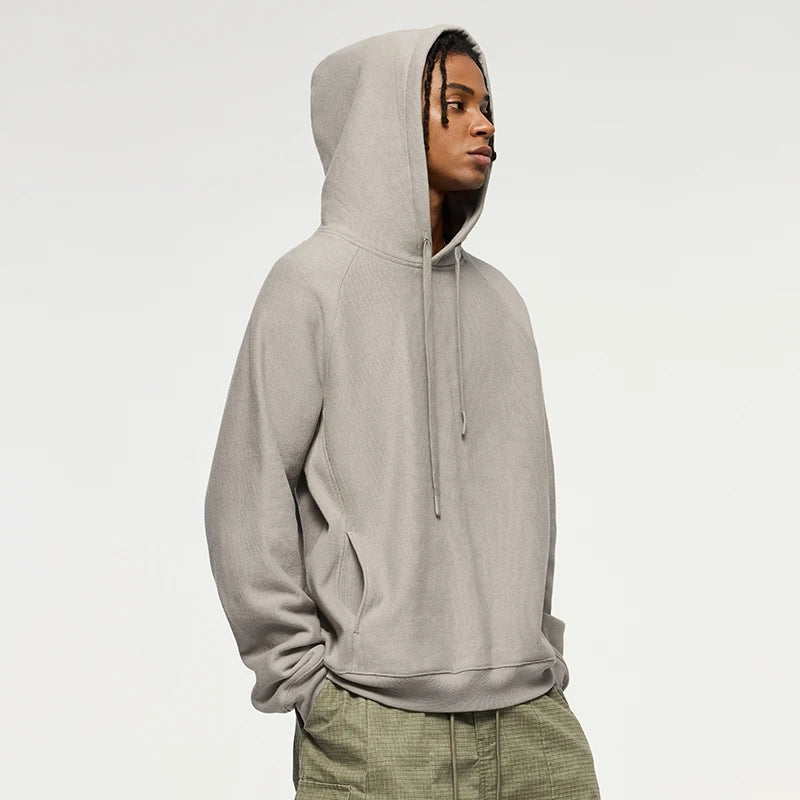 INFLATION Retro Hoodie Unisex Sports Casual Cozy Solid Color Hooded Sweatshirt Oversize Top for Men