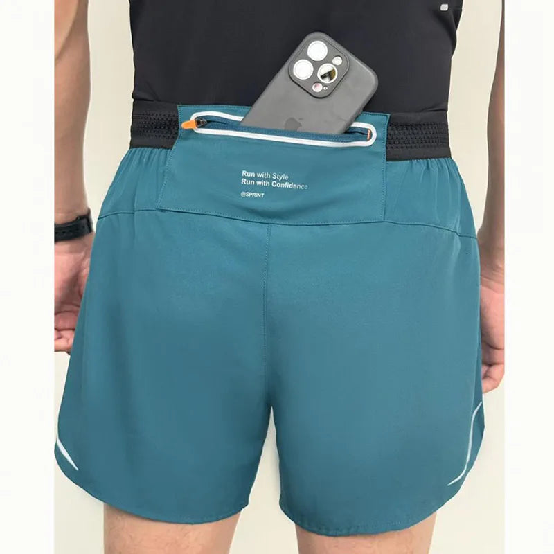 Men Running Shorts Gym Marathon Track Sports Shorts 2 In 1 Quick Dry Workout Training Gym Fitness Short Pants Summer Men Shorts