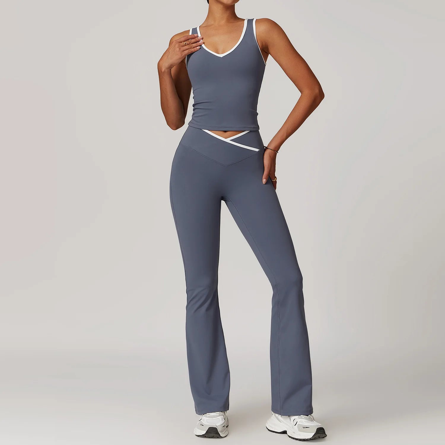 Women Clothes Yoga Set 2 Pieces Workout Outfits Fitness Sportswear Gym Tracksuit High Waist Leggings Sports Bra Athletic Wear