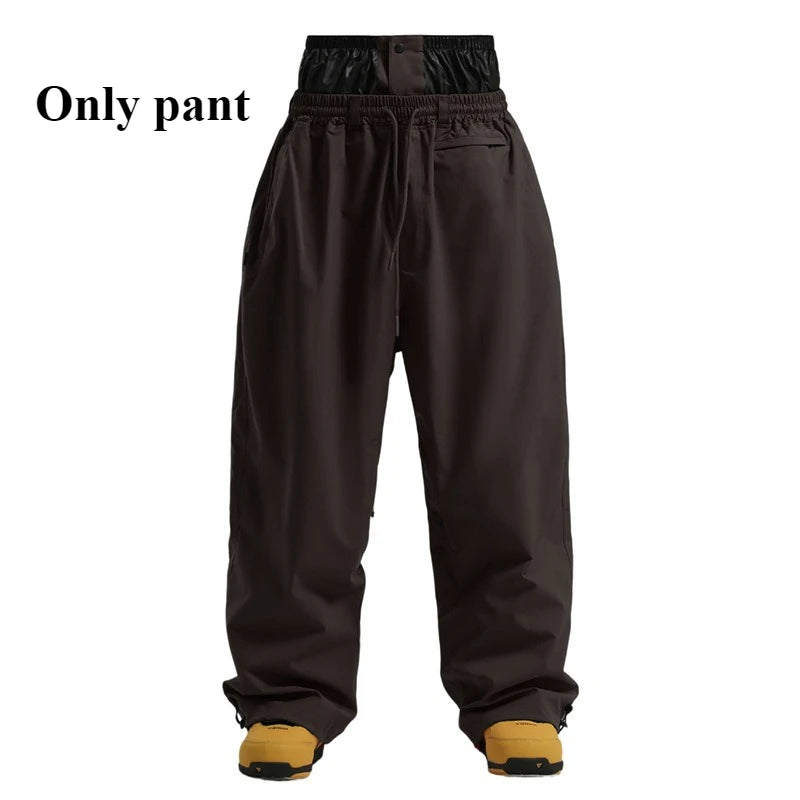 New Winter Solid Color Men's Outdoor Leisure Sports Warm Breathable Snow Pants Women's Loose Windproof Waterproof Ski Pants