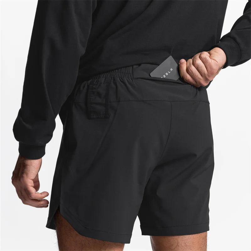 New Men's Running Quick Dry Fitness Gyms Shorts Mens Summer Short Pants Male Jogger Workout Beach Solid Color sports shorts men