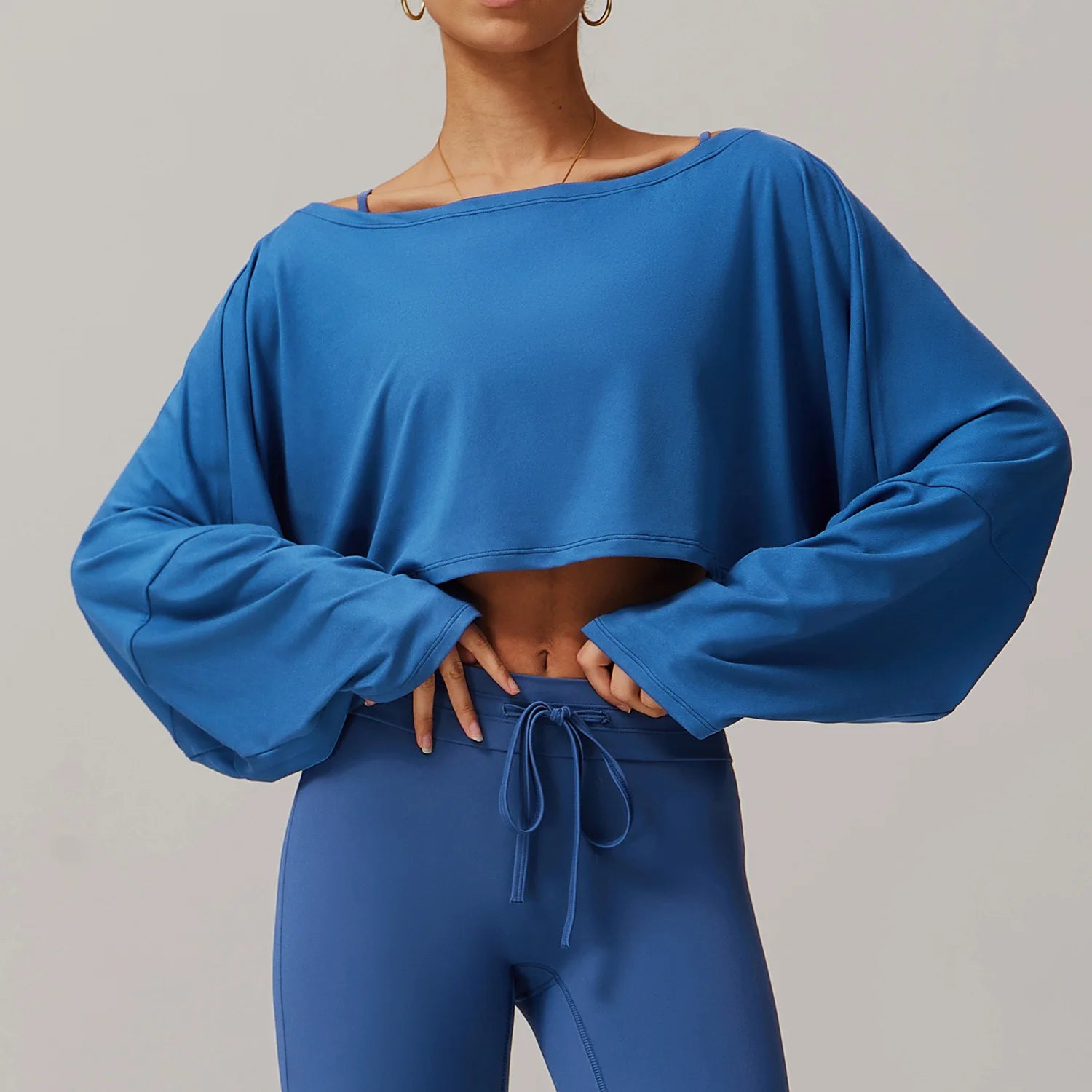 New Fitness Sports Long Sleeve Loose Top Women's One Shoulder Bat Sleeve Outerwear Casual Versatile Long Sleeve Yoga Hoodie