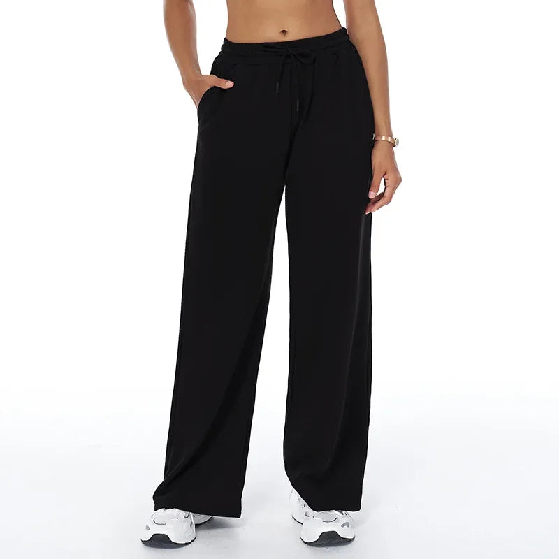 Winter Yoga Pants Women's High Waist Wide Leg Sports Leggings Gym Fitness Straight Pants Pocket Casual Loose Outdoors Sweatpants