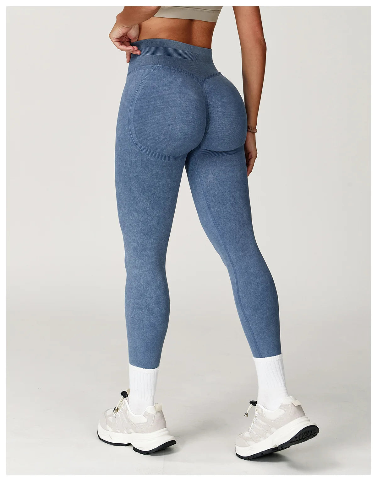 Women Sand-washing Leggings Gym Yoga Pants Elastic Workout Exercise Clothing Running Fitness Butt Lifting Tights